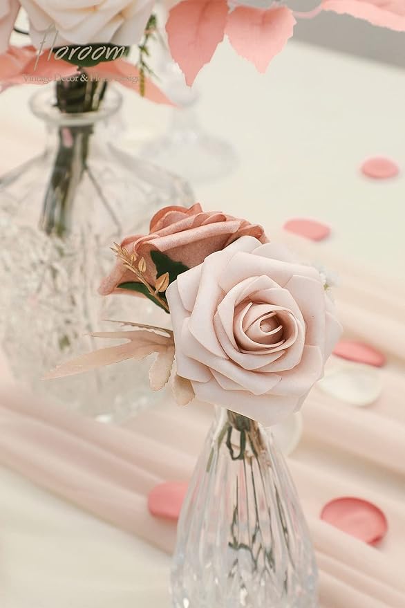 Floroom Artificial Flowers 25pcs Real Looking Nude Foam Fake Roses - Image 6
