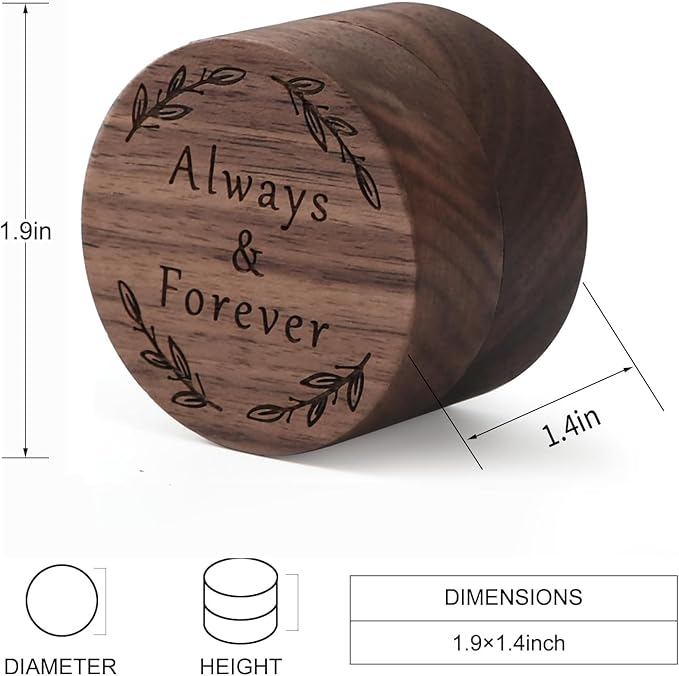 Ring Box, Wooden Ring Box for Wedding Ceremony Ring Bearer Box, Engagement Ring - Image 3
