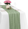 Sage Green Cheesecloth Table Runner -21*120Inch Long Boho Wedding Table Decor by MIRRASMIRROR