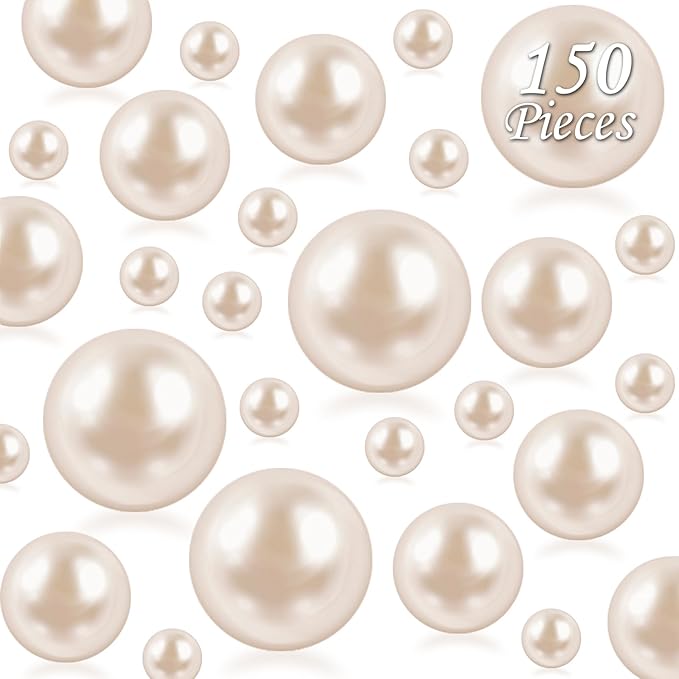 150Pcs Cream Polished No Hole Faux Pearl Beads - Image 9
