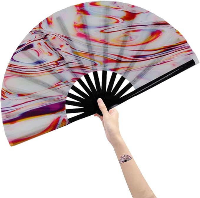 Amajiji Large Folding Hand Rave Fan Popping Fan by Amajiji