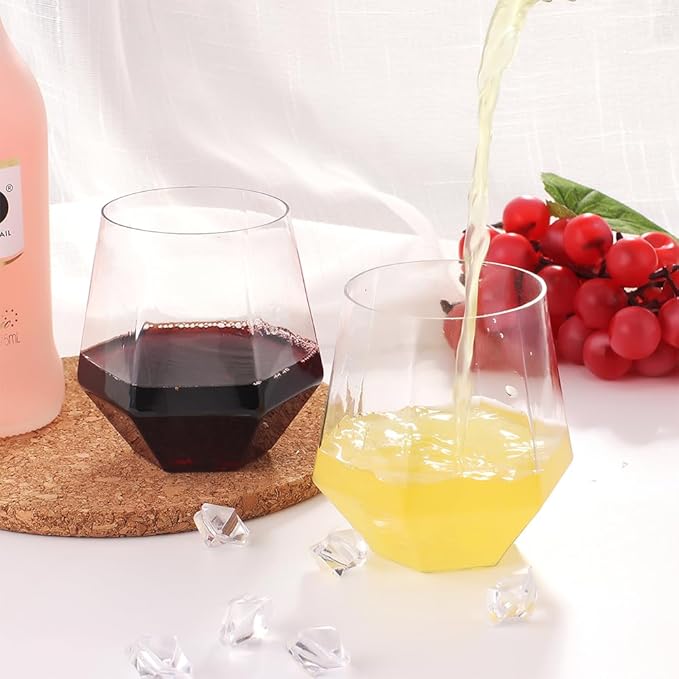 32pcs 12oz Disposable Wine Glasses Plastic Wine Glass Clear Plastic Stemless - Image 5