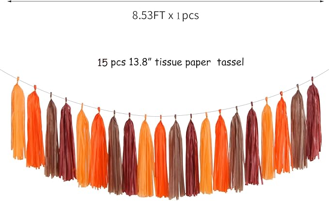 Brown Burgundy Orange Party-Decorations Tassel-Garland - Image 2