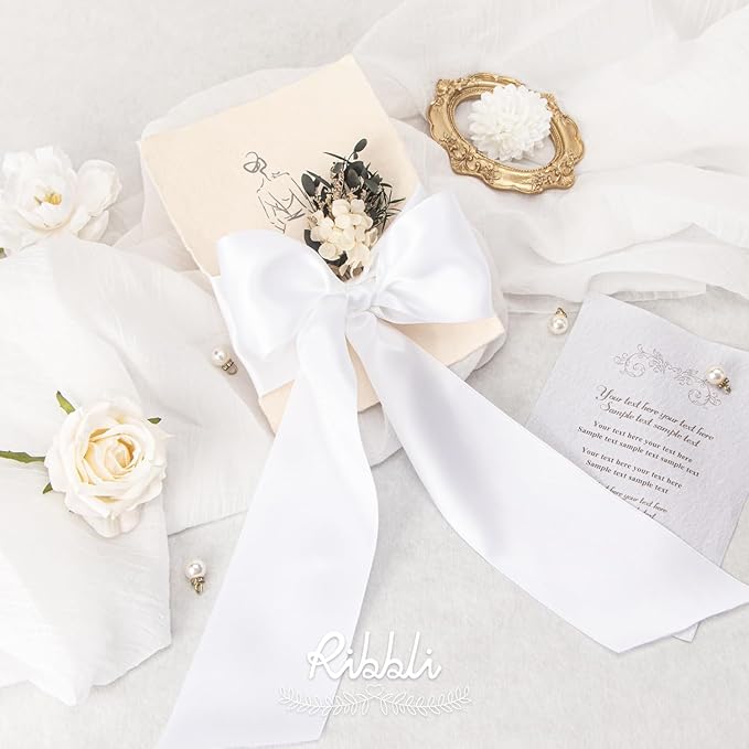 Ribbli White Double Faced Satin Ribbon, 3” x Continuous 10 Yards, Use - Image 4