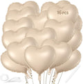 16 Pcs Heart Balloons, 18 Inch Beige Love Heart Shaped Foil Balloons by VHUWE