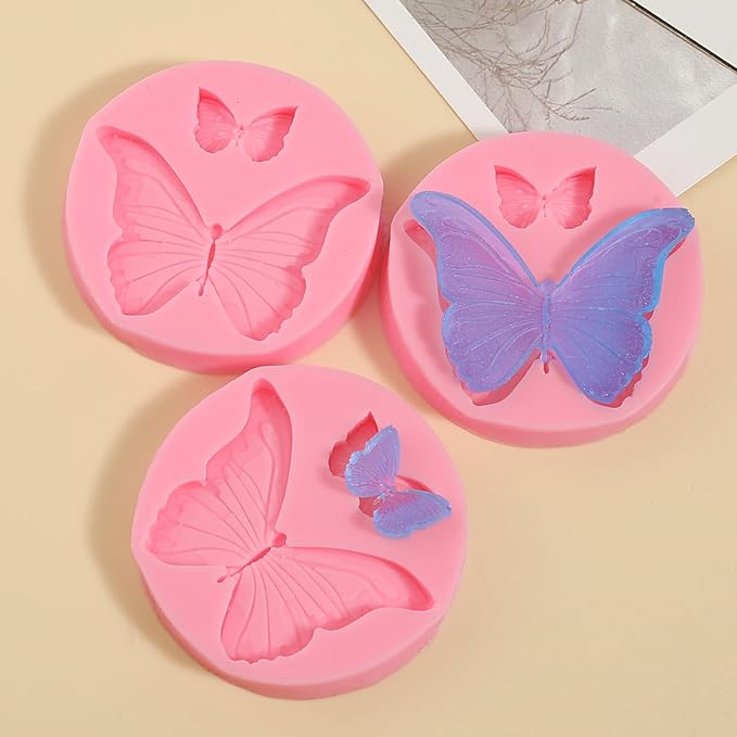 3 Pcs Butterfly Cake Decoration Fondant Molds, Exquisite Butterfly Chocolate - Image 2