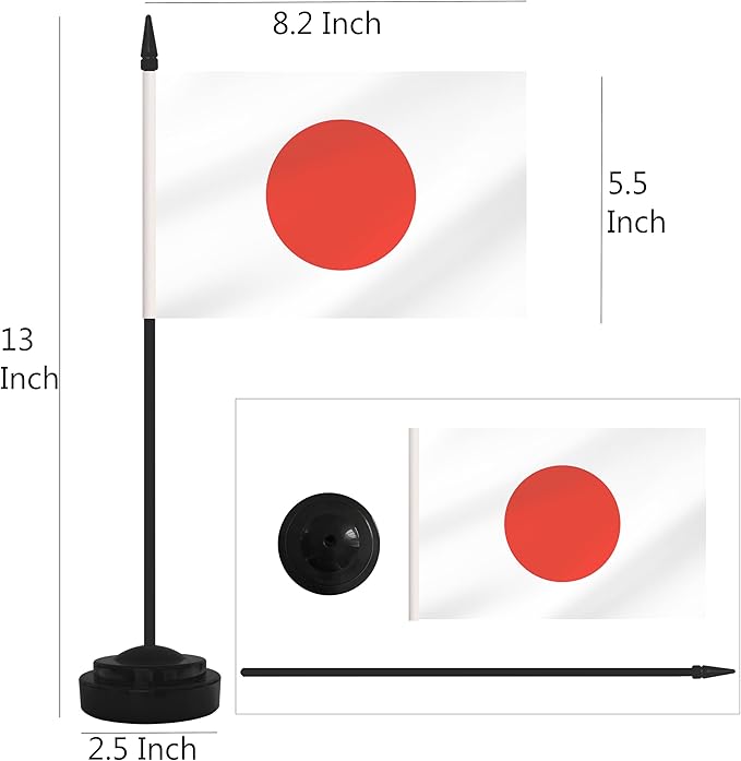2 Pack Japan Desk Flag Set, Japanese Desktop Small Miniature Table Office Flag - Image 2