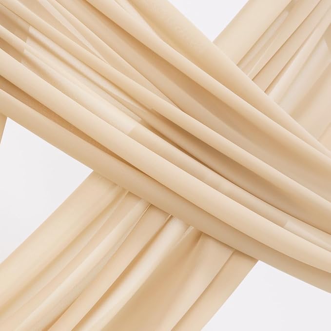 Socomi Wedding Arch Draping Fabric 1 Panel 29" x 19Ft Champagne Sheer Chiffon - Image 5