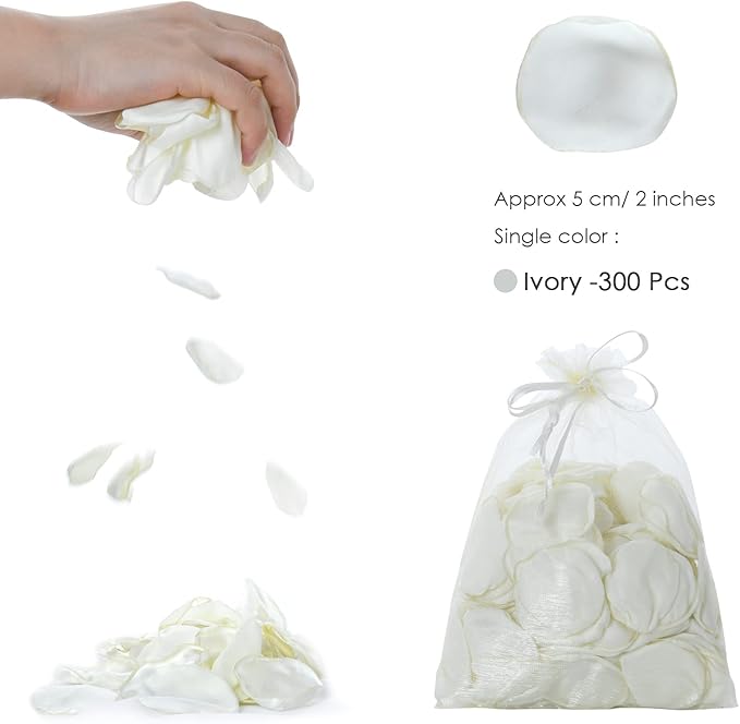 Artificial Ivory White Rose Petals 300pcs Reusable Silk Rose Petals Separated - Image 2