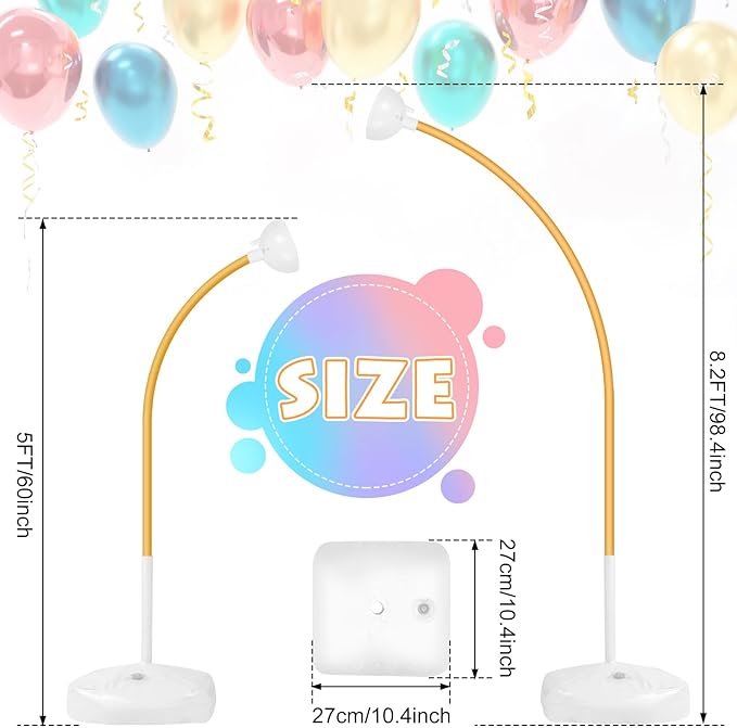 Balloon Arch Stand Kit 8.2ft and 5ft, Heavy Duty Base - Image 2