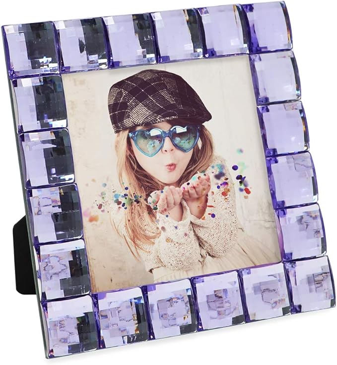 Isaac Jacobs Decorative Sparkling Light Purple Jewel Picture Frame, Photo - Image 5