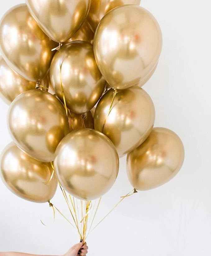 Bezente Gold Metallic Chrome Latex Balloons, 100 Pack 12 inch Gold Round Helium - Image 9