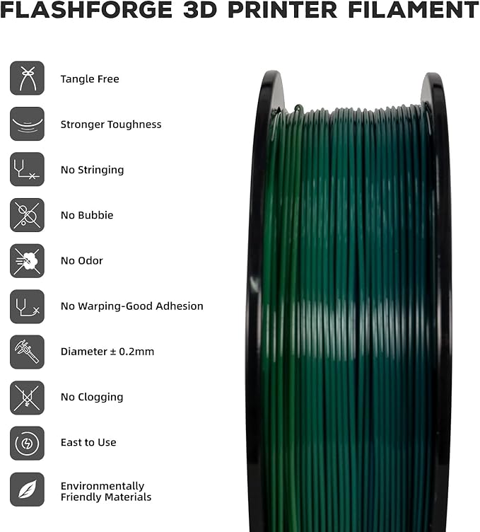FLASHFORGE PLA Filament 1.75mm, 3D Printer Filament 1kg Spool, Dimensional - Image 2