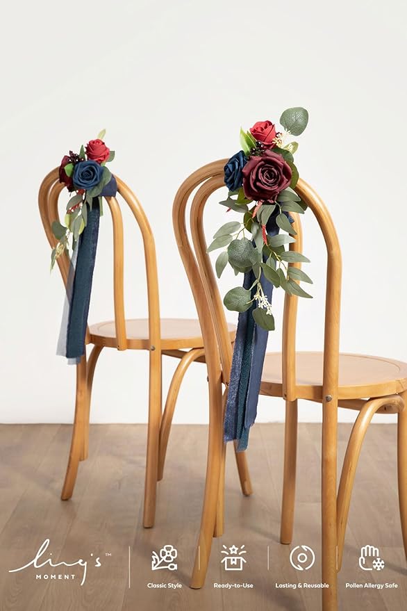 Ling's Moment 8pcs Wedding Artificial Aisle Pew Flowers Chair Decorations - Image 3