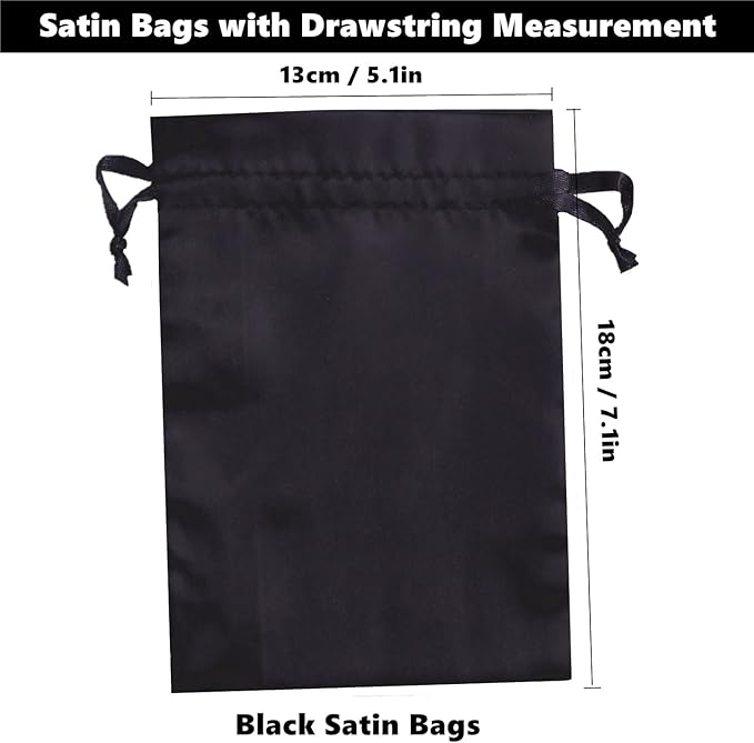 35pcs Black Satin Bags with Drawstring, 5x7 Inches Drawstring Gift Bags - Image 2