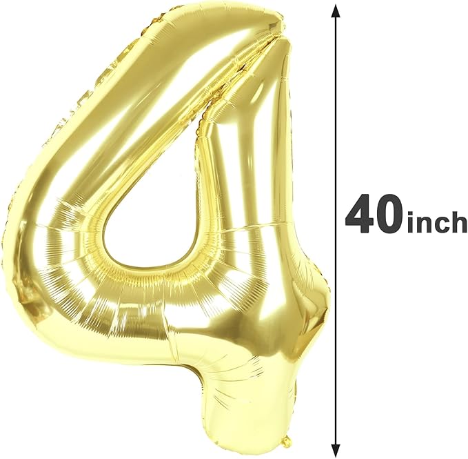 40 Inch Light Gold Large Number 4 Birthday Balloon, Giant Number Four 14 24 34 - Image 2