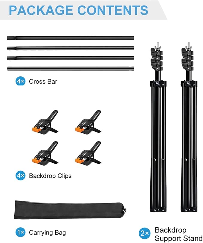 PULUZ Backdrop Support Stand Kit 10x6.6ft Adjustable Photography Studio Photo - Image 2