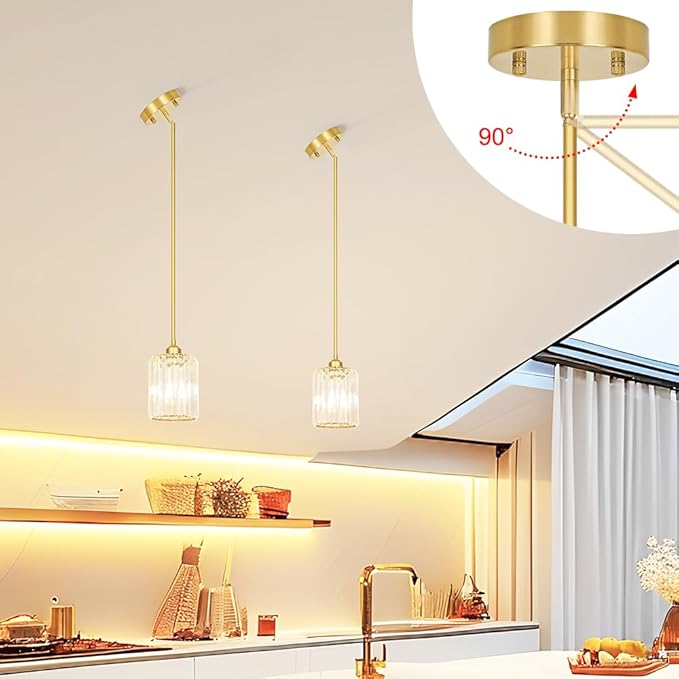 Gold Kitchen Pendant Lights Over Island - Image 3