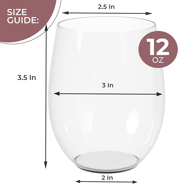 Exquisite 48 Pcs Unbreakable Stemless Plastic Wine Glasses Disposable Wine - Image 2