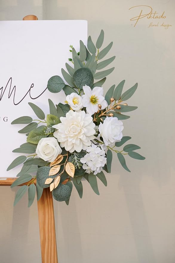 Faux Flower Swag Set of 2 for Wedding Welcome Signs Floral Swag Wedding - Image 3