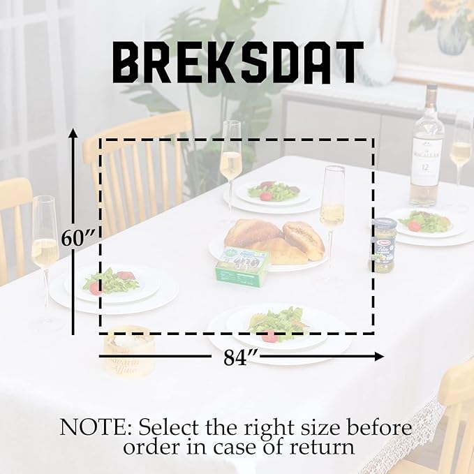 White lace Premium Rectangle Farmhouse Tablecloth Waterproof OilProof - Image 5