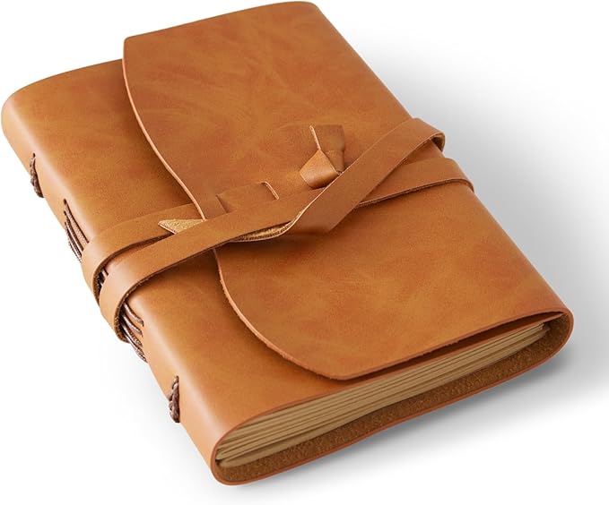 Leather Journal Notepad, Small Notebook 4.8x6.5 Inches, Mini Journal, Retro by RILIHO