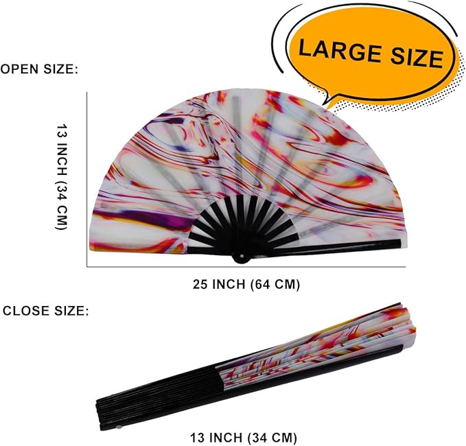 Amajiji Large Folding Hand Rave Fan Popping Fan - Image 2