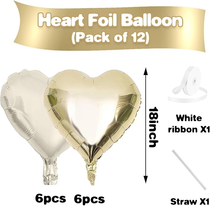 Champagne Gold Cream Heart Balloons - Image 2