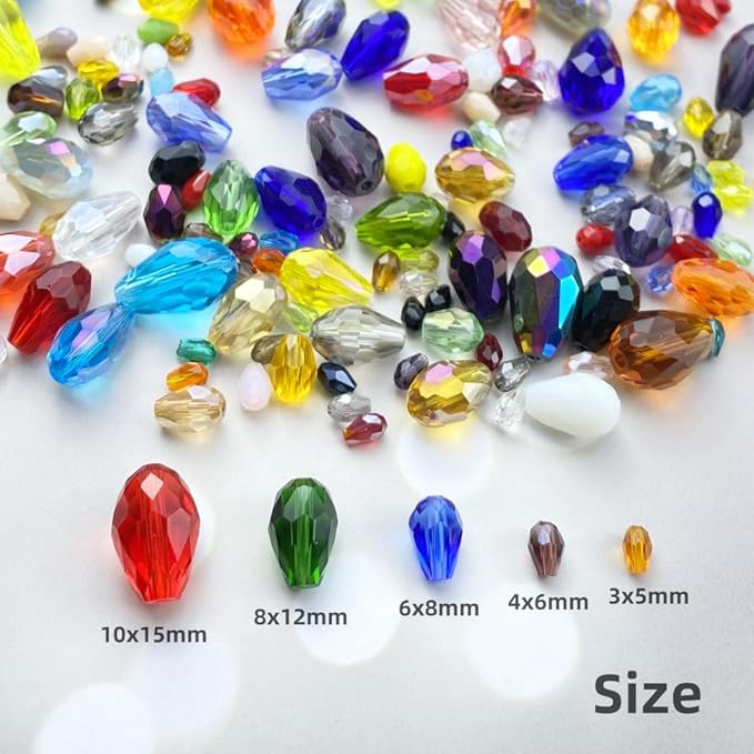 200pcs 3x5mm Teardrop Crystal Glass Beads Vertical Hole Faceted Loose Spacer - Image 4