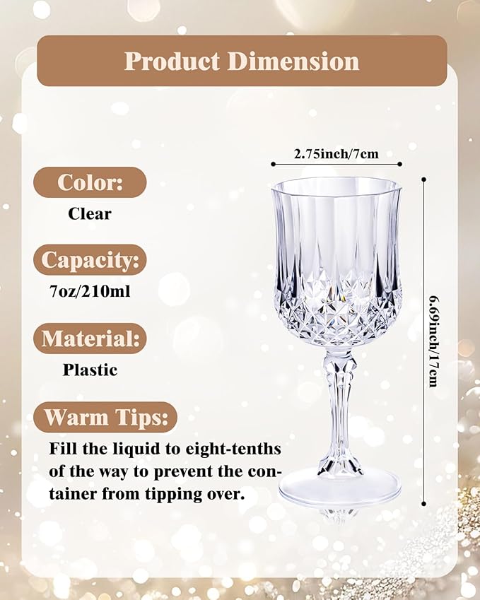 Ciaell 24PCS Plastic Wine Glasses - 7 Oz Plastic Goblets - Image 6
