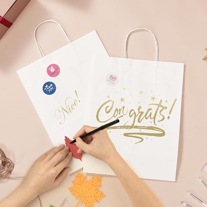 GSSUSA White Kraft Paper Gift Bag - Image 5