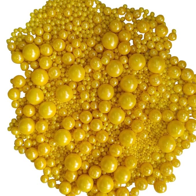 Edible Yellow Sugar Pearls Candy Sprinkles 120G/ 4.23Ounce Baking Cake - Image 2