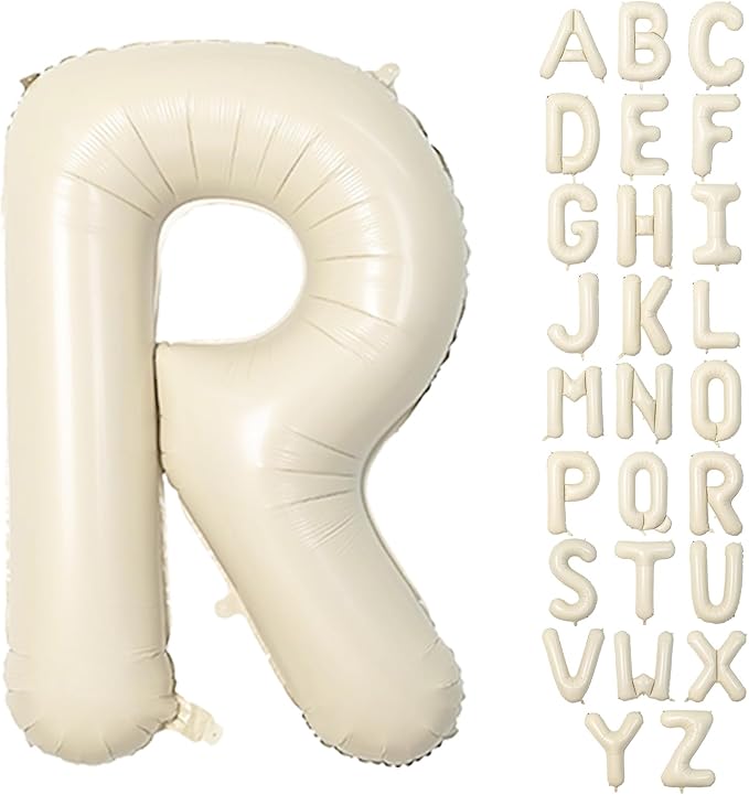 40 Inch Letter Balloons R, Big Custom A-Z Alphabet Foil Name Balloon Cream White by KAINSY