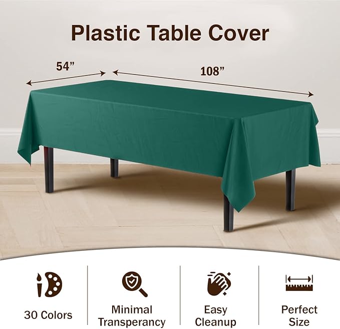 Exquisite 12-Pack Premium Plastic Tablecloth 54in. x 108in. Rectangle Table - Image 3