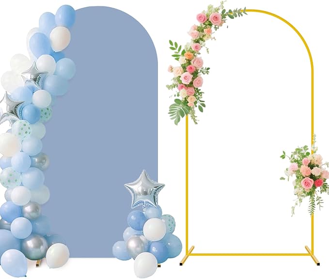 7.2FT Arch Backdrop Stand and Dusty Blue Arch Cover Set Metal Arch Stand by FUHSY