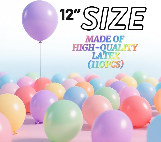 110pcs Pastel Balloons 12 Inch, Pastel color balloons Assorted Latex Ballons - Image 4