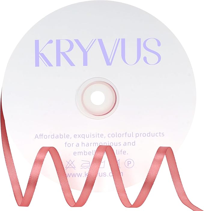 Rose Gold Satin Ribbon 1/4 inch X Continuous 100 Yards, Single Face Polyester by Kryvusribbon