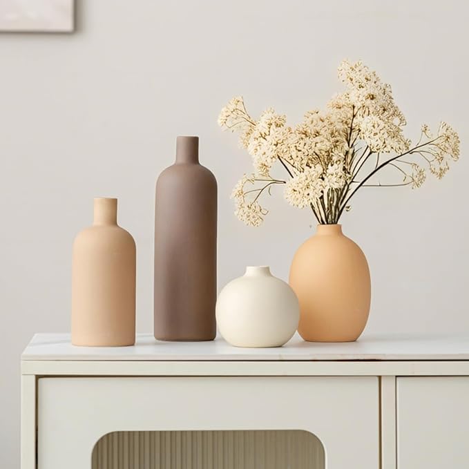 Modern Ceramic Vase Set, Neutral Colors, Decorative Vases - Image 2
