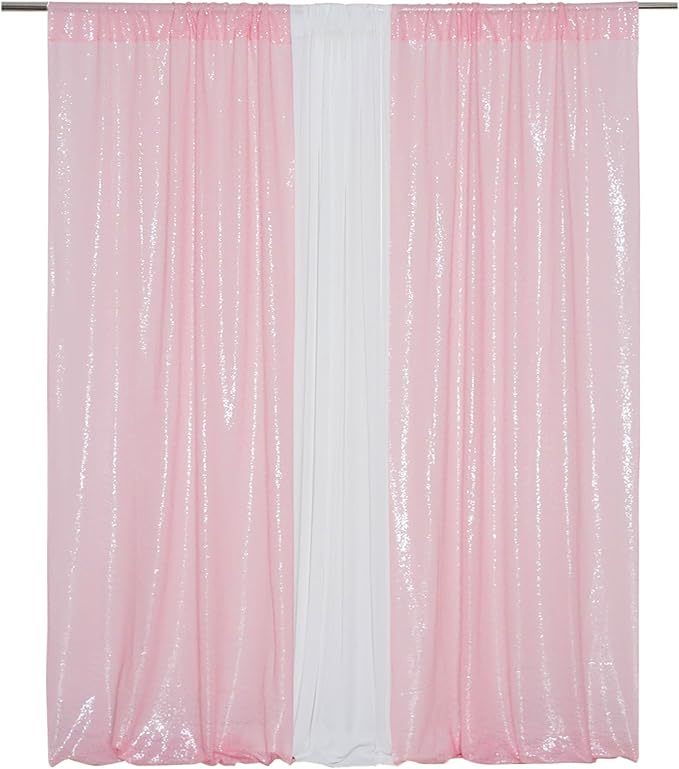 Eternal Beauty Pink Sequin Backdrop Curtains, Valentine's Day Shimmer Back Drop - Image 2