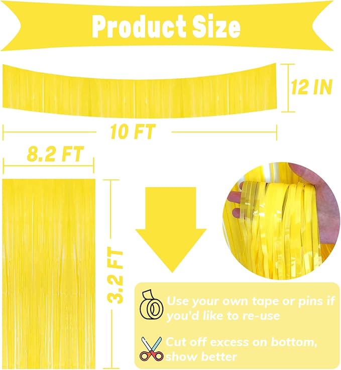 4P Metallic Foil Fringe Tinsel Streamer Banner Table Skirts - Image 2