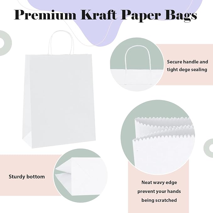 GSSUSA White Kraft Paper Gift Bag - Image 3