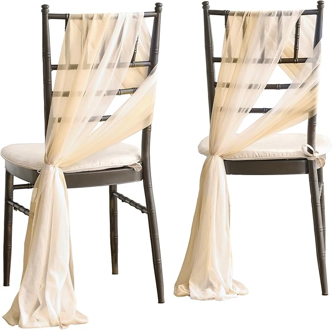 Ling's Moment Wedding Chiffon Chair Sashes Cover Aisle Decorations Draping by LingsMoment