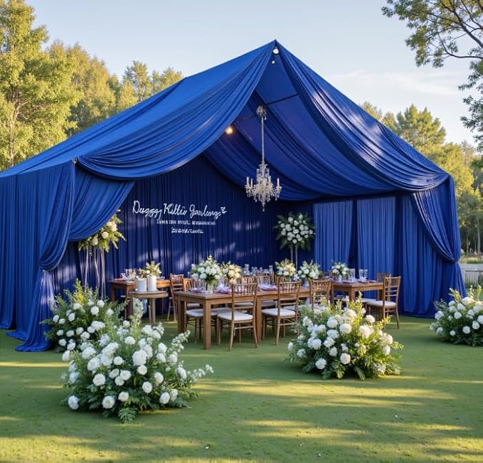PartyVillage 10ftx40ft Royal Blue Ceiling Curtain by PartyVillage