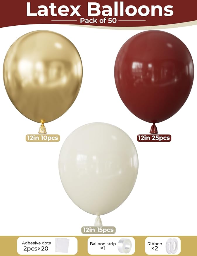 Burgundy and Gold Balloons - Image 4