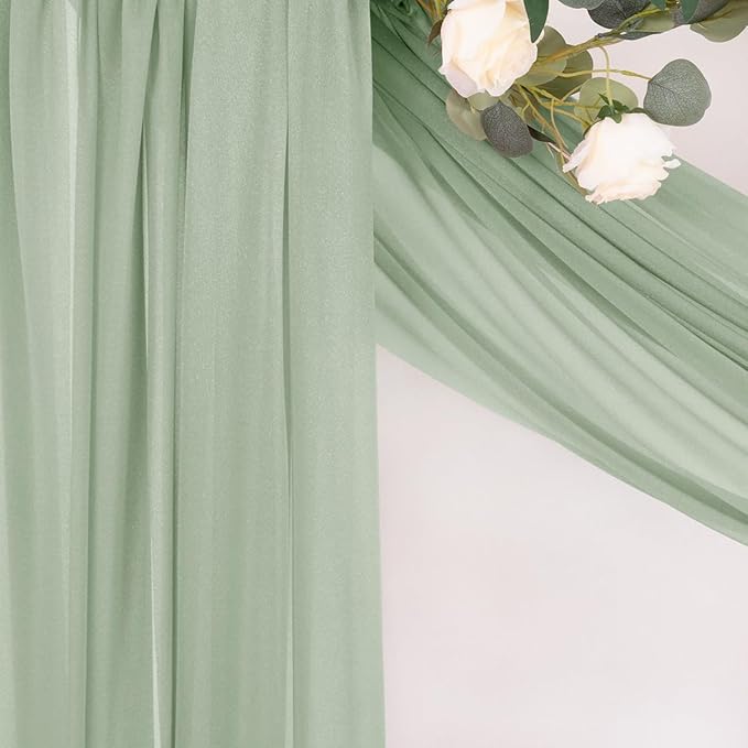 MLMC Sage Green Wedding Arch Draping Fabric 2 Panels 29" x 20 FT Extra Long - Image 7