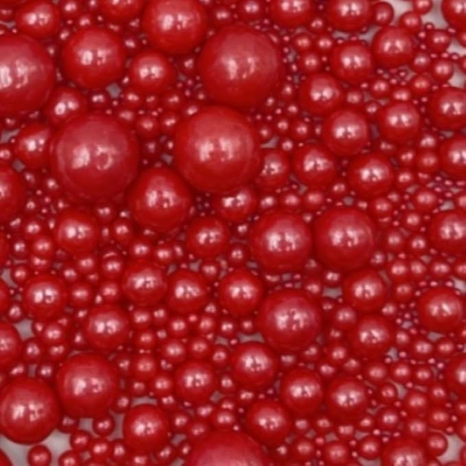 Edible Pearl Sugar Sprinkles Red Candy Mixing Size Baking Edible Cake by Senchanting
