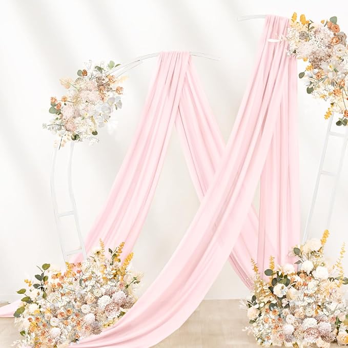 Pink Wedding Arch Draping Fabric 2 Panels 29" x 20 FT Blush Drapes - Image 7