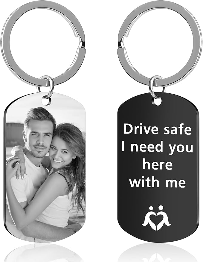 Personalized Keychain with Engraved Photo & Text Customized Custom Gift by HYPERFOLD