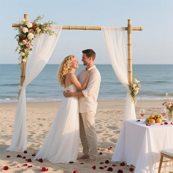 MLMW Wedding Arch Draping Fabric 1 Panel 29" x 20Ft Ivory Sheer Wedding Arch - Image 2