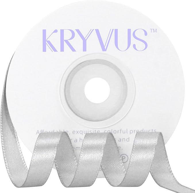 Silver Satin Ribbon 3/8 inch X Continuous 25 Yards, Single Face Polyester by Kryvusribbon